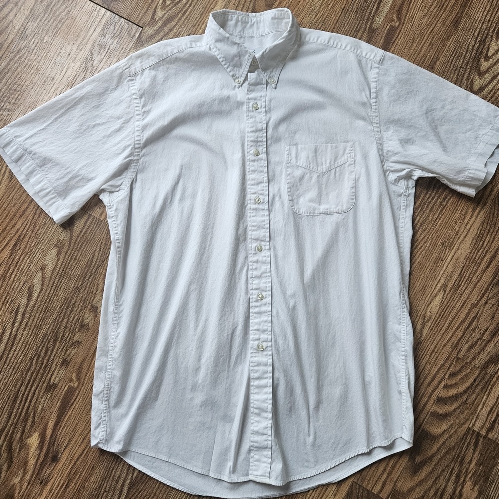 Brooks Brothers Shirt Men L White‎ Casual Button Up Short Sleeve Formal Pocket